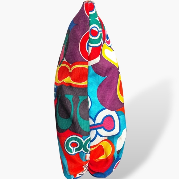 Coach Poppy Graffiti Signature Tote Multicolor Canvas Gold Leather Straps 13839 - Picture 3 of 16